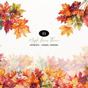 Aquarell, Ahornblatt, Clipart, Herbst, Blatt, Clipart, Herbstlaub, Herbstlaub, Cliparts, Herbstblätter, Herbstkranz, Herbstlaub, Ahornblatt