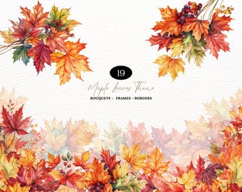 Watercolor Maple Leaf Clipart Fall Leaf Dry Leaves Autumn Leaves Clipart Fall Leaf Clipart Autumn Leaf Bouquet Fall Wreath Fall Foliage