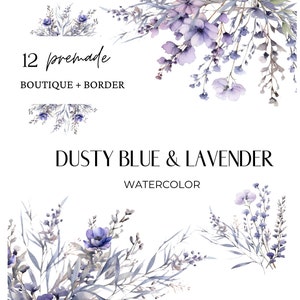 Dusty Violet Blumen Clipart, Boho Lavendel Blumen Clipart, Lavendel vorgefertigte Clipart, Hochzeit Clipart, lila Blume Clipart