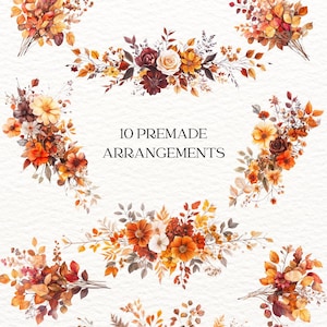 Watercolor Fall Botanical Clipart Autumn Flowers Illustrations Clip art Floral Fall png Autumn Leaves Foliage Sublimation Autumn Florals