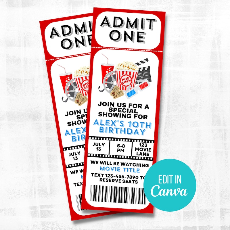 Movie Ticket Invite - Etsy