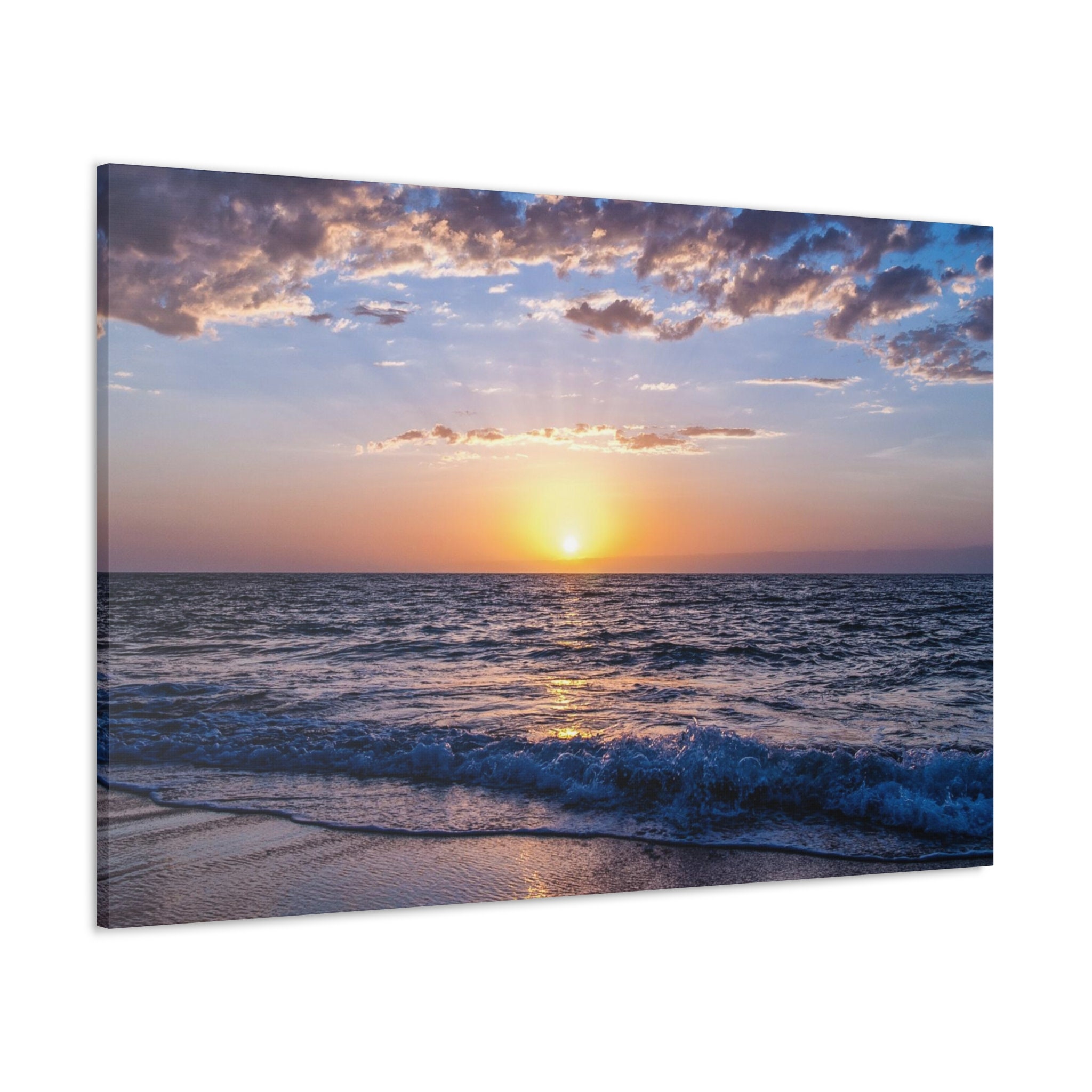 Beach Ocean Waves Nature Sunrise Vacation Ready to Hang Canvas Wall Art ...