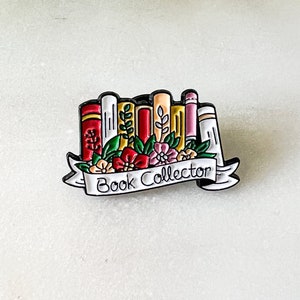 Book Collector Enamel Pin, Cute Enamel Pin for Book Lovers