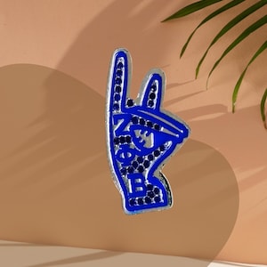 Zeta Phi Beta DZ Hand Sign Brooch Pin