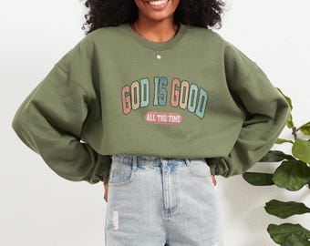 Retro 'God Is Good All the Time' - Faith-Inspired Gildan Shirt | Sweatshirt