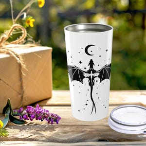 Vaso Dragon Rider de 20 oz inspirado en Fourth Wing Enchanted Legends, vaso blanco, artículos para beber reutilizables místicos, ideas de regalo para amantes de los libros de fantasía