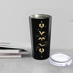 Vaso de dragón de 20 oz Vaso místico inspirado en Fourth Wing Fantasy Vaso Regalo para amantes de los dragones Idea de regalo para amantes de los libros Vaso negro brillante