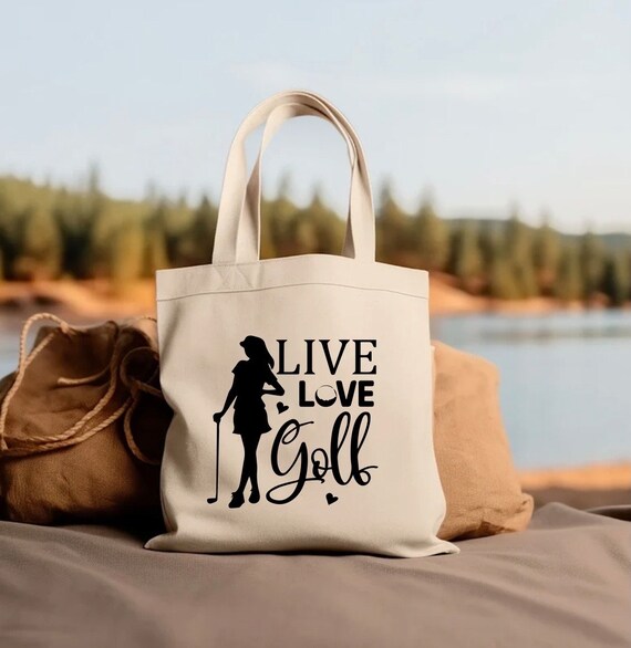 Live Love Golf Cotton Canvas Tote Bag Mother's Day Gift Golf