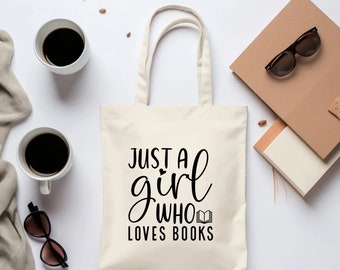 Nur ein Mädchen, das Bücher liebt Baumwollsegeltuch-Einkaufstasche Buch-Zitat-Einkaufstasche Bookish Zubehör-Buch-Liebhaber-Geschenk-Buch-Tasche