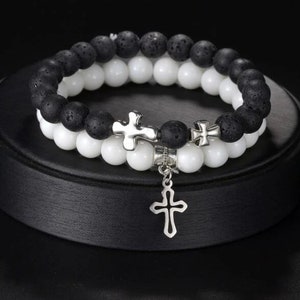 Mens Cross Bead Bracelet