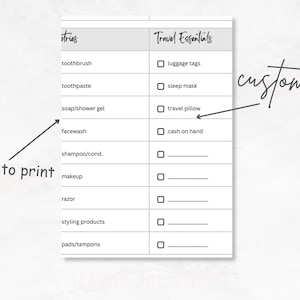 Vacation Packing List Printable, Packing List Template, Packing List ...