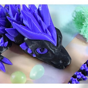 Dual-colored articulated crystal dragon,  stunning and flexible fantasy creature perfect for unique gifts, desk decor, or collectibles.