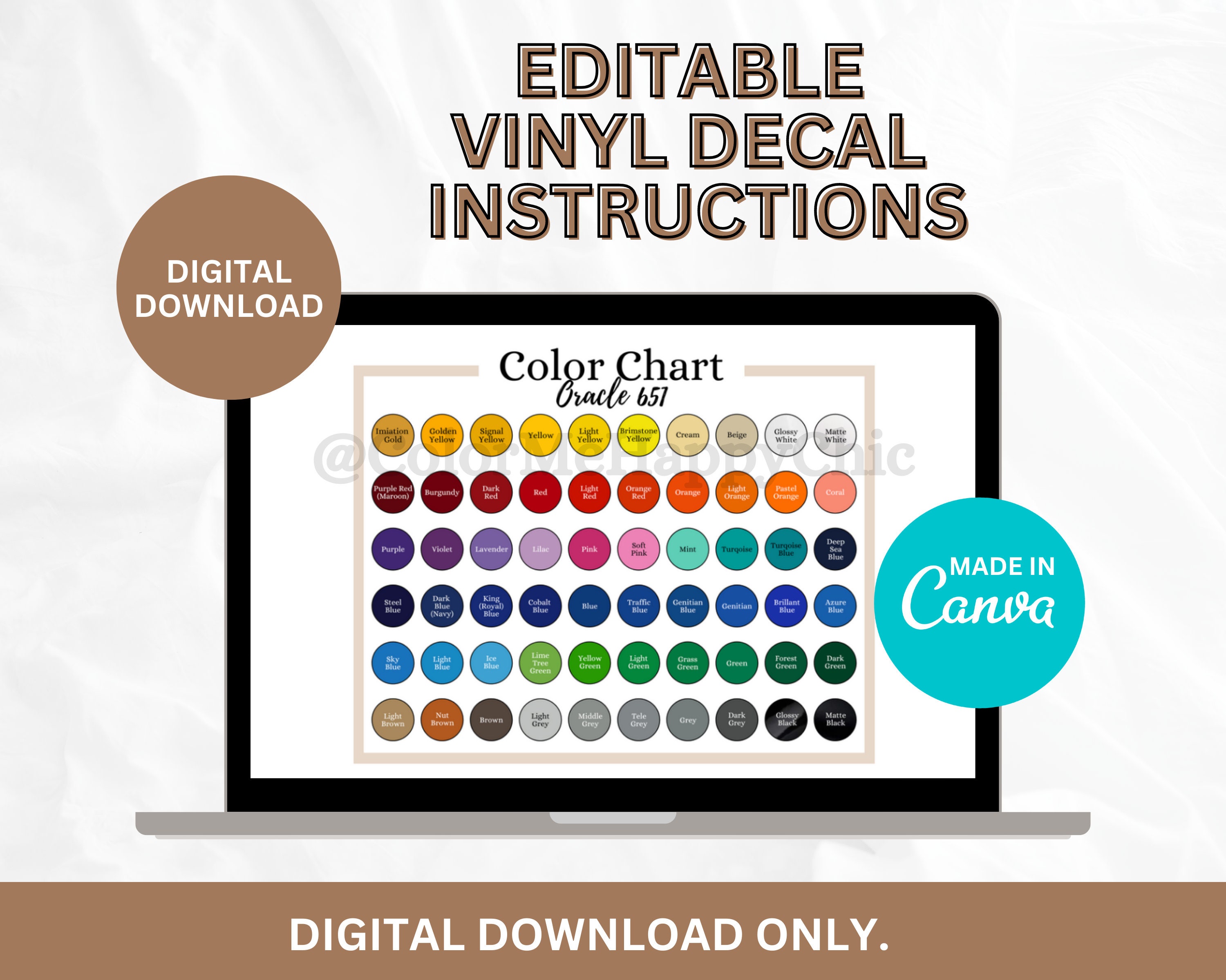 Editable Teckwrap Vinyl Color Chart Template, Permanent Vinyl