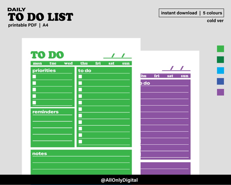 printable-to-do-list-set-of-5-a4-size-print-instant-download-pdf-etsy