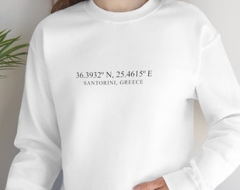 Santorini Coordinates Sweatshirt | Greece Travel Crewneck