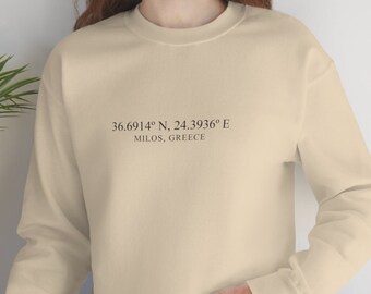Milos Greece Coordinate Sweatshirt, Unisex Travel Hoodie