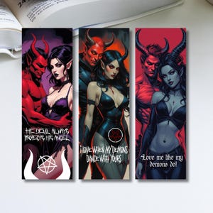 Devil and Succubus Bookmarks, Devils Night, Bookish, Bookworm, Bookaholic, Book Lover, Gift, Reading Accessories, Page Marker