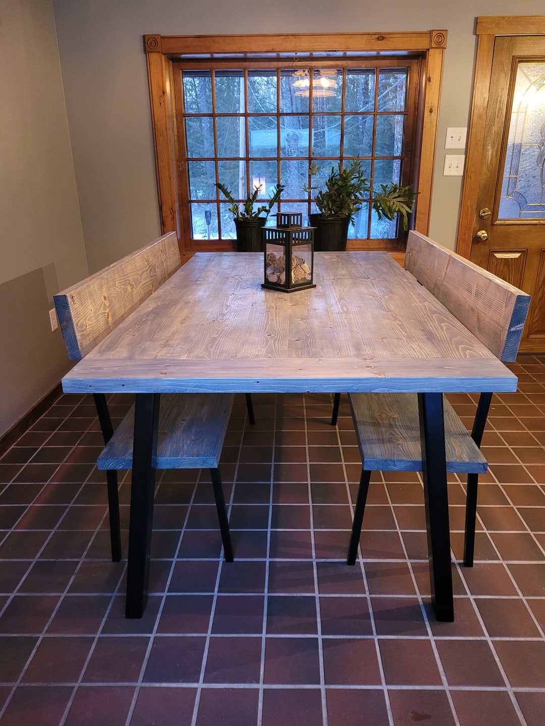 Custom Farmhouse Dining Table & Matching Bench Seats Etsy