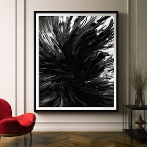 Enigmatic Black Maelstrom - Printed Poster Art - Black and White Abstract Art - Wall Art Decor, Multiple Sizes