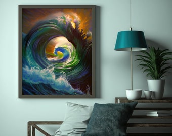 The Infinite Wave - Digitale downloadkunst - Boeiende kustmuurkunst - Instant Download kunst - ALLEEN DOWNLOAD