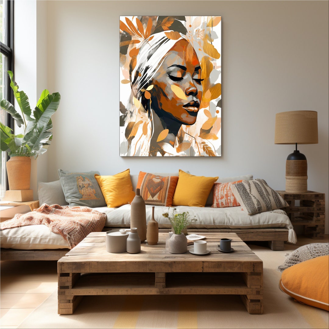 African American Art Framed Canvas Wall Print Modern Black Art Etsy