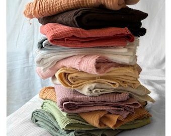 Crinkle Double Gauze Fabric by the Half Yard, per yard, Premium Quality Muslin Fabric, 100% Cotton Double Gauze Fabric
