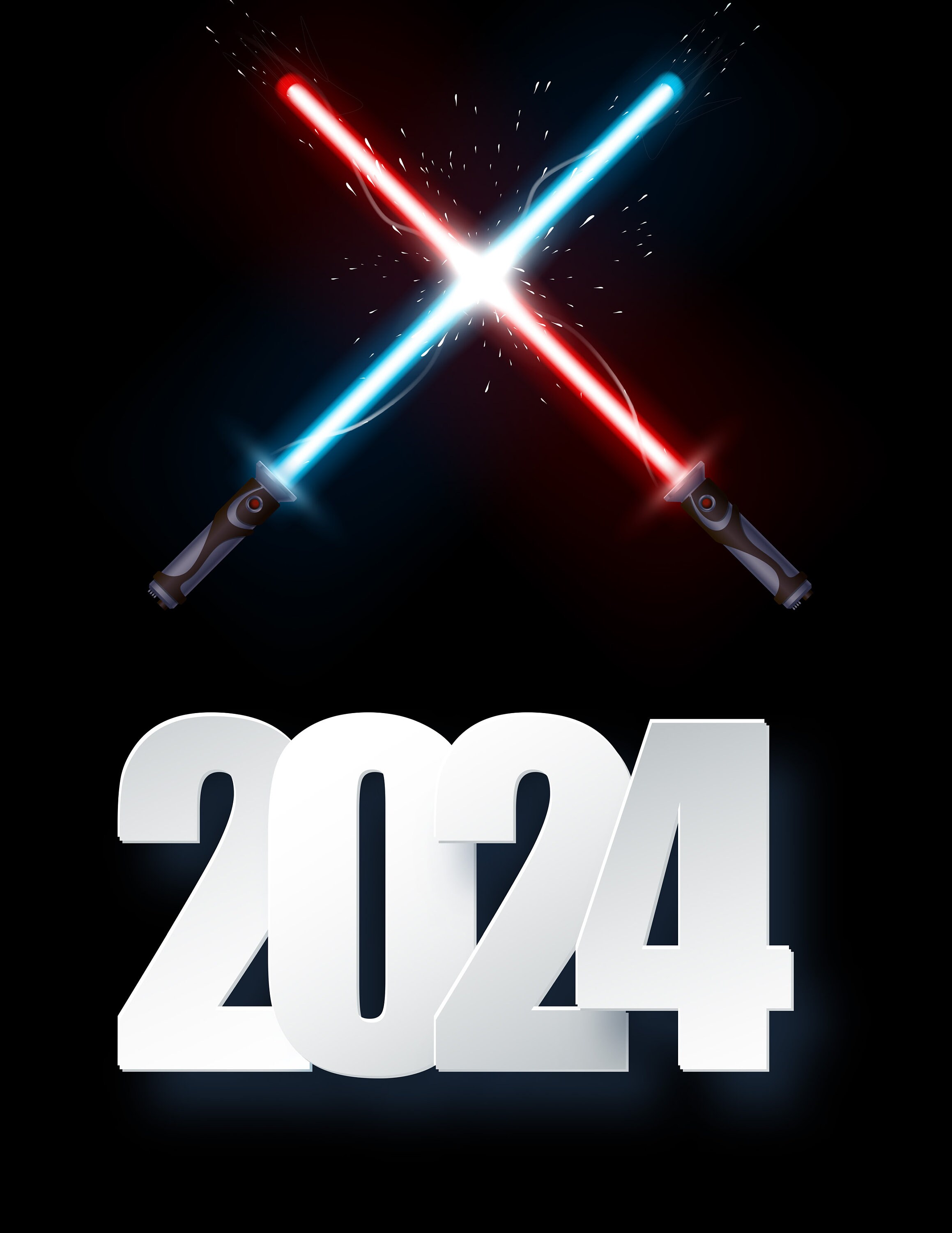 Star Wars 2024 Calendar Minimalist Design. Jedi Luke Skywalker, Obiwan