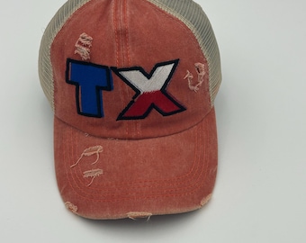 Distressed hat with TX