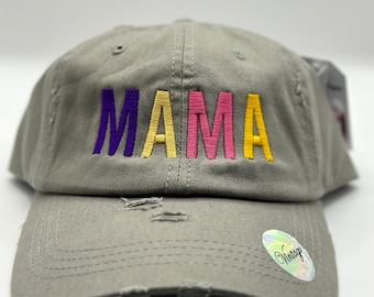 Embroidered Mama Hat, Baseball Cap, Boy Mom Gift, Baby Shower Gift, Ponytail Hat