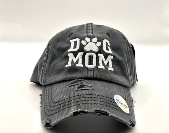 Dog Mom Hat, Distressed Baseball Cap, Baseball Hat for Women, Ponytail Hat, Dog Lover Gift