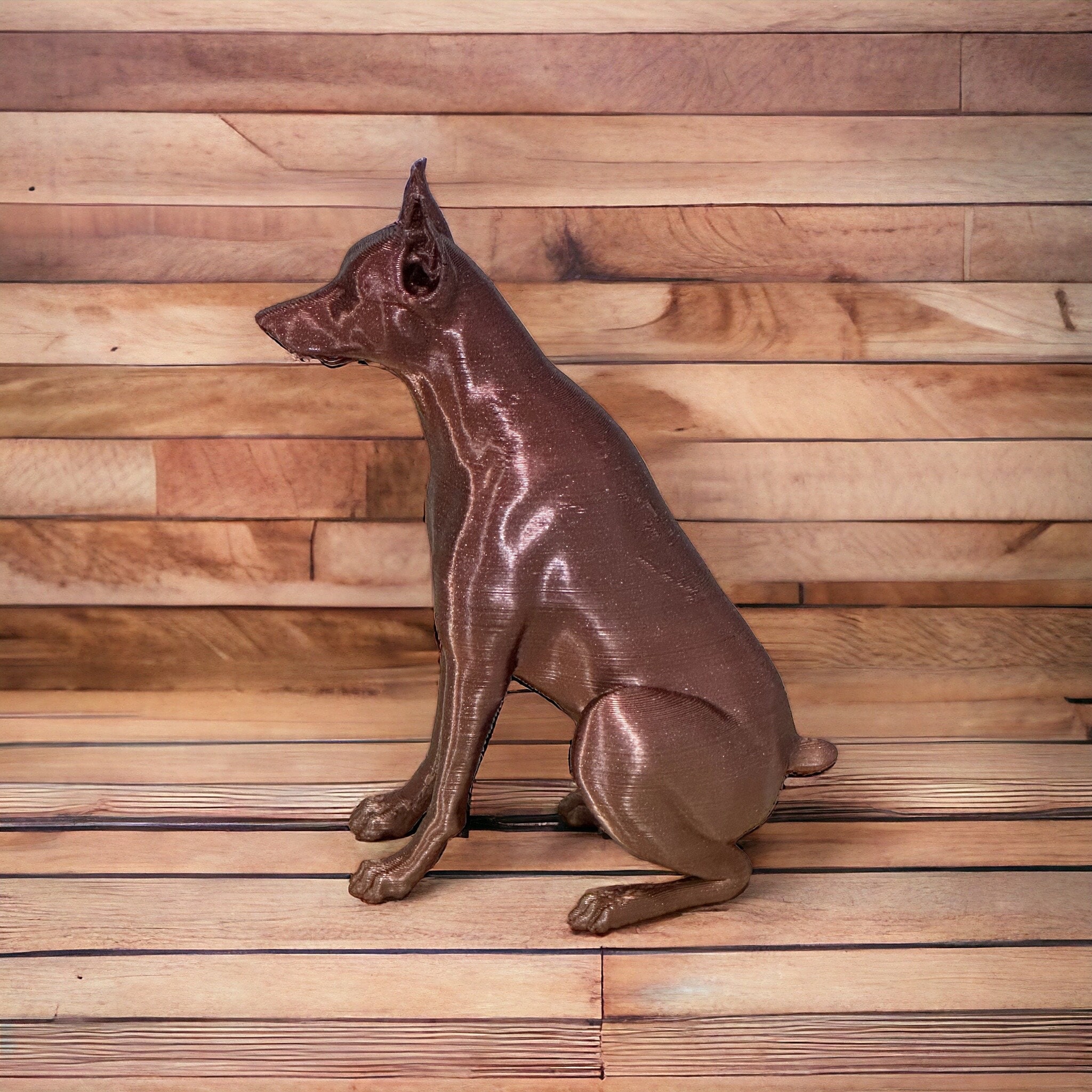 Brass Doberman Figure Black Dog Statue Handmade Crafts Decor