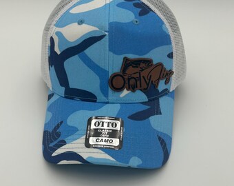 Trucker Hat With a ' Only Fins' distressed tag