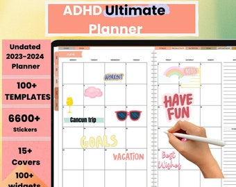 ADHD planner adult, Ultimate digital Planner for Ipad, ADHD goodnotes, Adhd cleaning, planner for Adhd, Best ADHD digital planner 2023