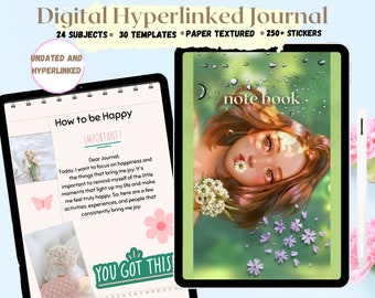 Cuaderno digital con hipervínculos Cuaderno mínimo Cornell Plantilla para tomar notas Bloc de notas Estudiante Goodnotes iPad Planificador Notabilidad Tableta digital