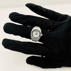 Mini-anneau de montre glacé diamant moissanite - Bague réglable bling en argent, bijoux tendance uniques, style hip hop, cadeau pour lui ou elle,
