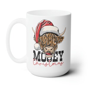 Bull with Santa hat mug Christmas bull mug Santa hat bull coffee mug Bull mug for Christmas Funny bull with Santa hat mug Bull lover gift