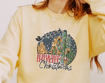 Howdy Christmas Sweatshirt, Small Town Western Sweater Unisex Holiday Sweater outfit gift