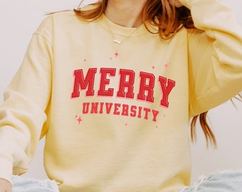 Comfort Colors Merry University Christmas Sweatshirt