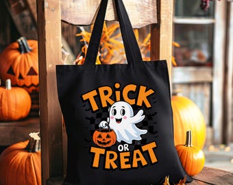Halloween Trick or Treat Cotton Canvas Tote Bag