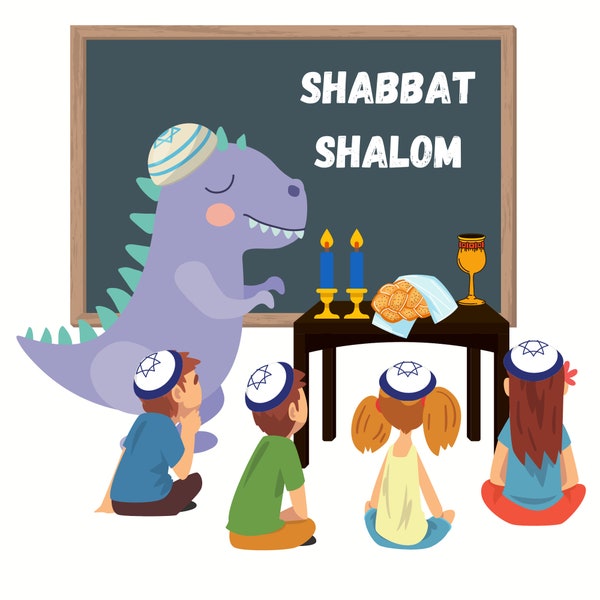 Shabbat Shalom dinosaur design