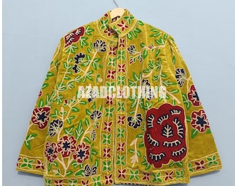 Embroidered Velvet Jacket – Colorful Suzani Boho Coat for Women