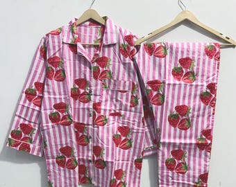 Cotton Pajama Set: Indian Summer Unisex Sleepwear Gift for Women