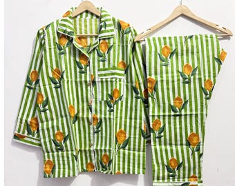 Cotton Pajama Set: Indian Summer Unisex Sleepwear Gift for Women