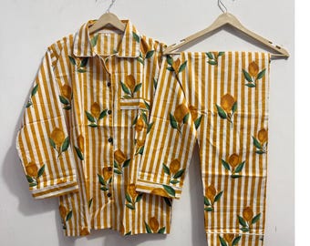 Cotton Pajama Set: Indian Summer Unisex Sleepwear Gift for Women