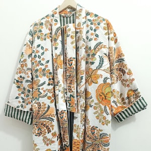 Indian Floral Print Velvet Kimono Robes, Morning Tea Velvet Coat, Bridesmaid Robe, Women Wear Cotton Velvet robe, Velvet Jacket Bridal Robe