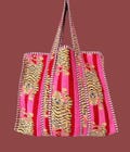 Tiger Print Cotton Tote Bag: Handmade Quilted Market Bag product logo