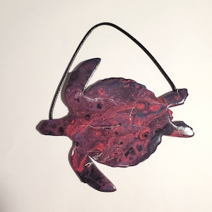 Acrylic Pour Wooden Cutout Galaxy Turtle