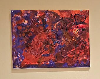 Tableau évolution du coeur Evol peint à l'acrylique sur toile