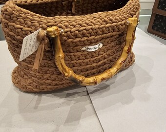 HANDGEFERTIGTE TASCHE aus den BerardoAtelier-Labors von Verona Itali aus weichem, leichtem, elastischem und geräumigem Baumwollseil