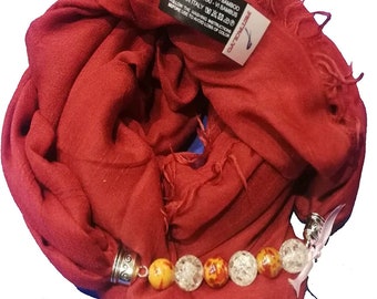 jewel foulard scarf with semi-precious stones, Italian artisan, unique pieces